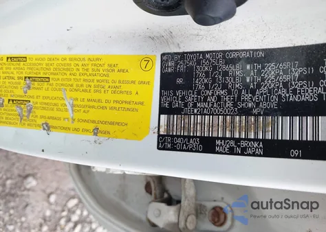 2007 Toyota Highlander Hybrid Limited V6 from USA, damaged, VIN JTEEW21A070050023